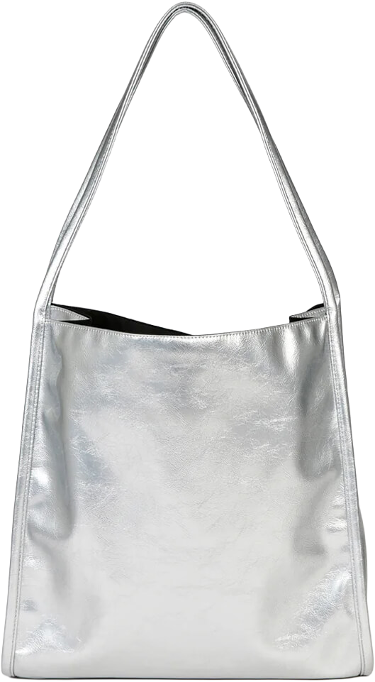 Silver metallic tote bag