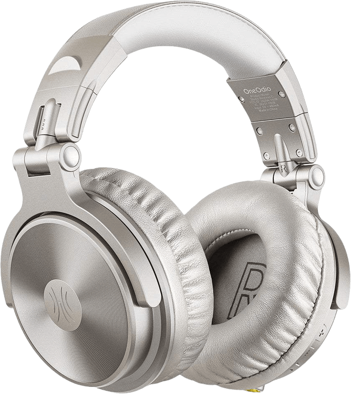 Silver over-ear headphones