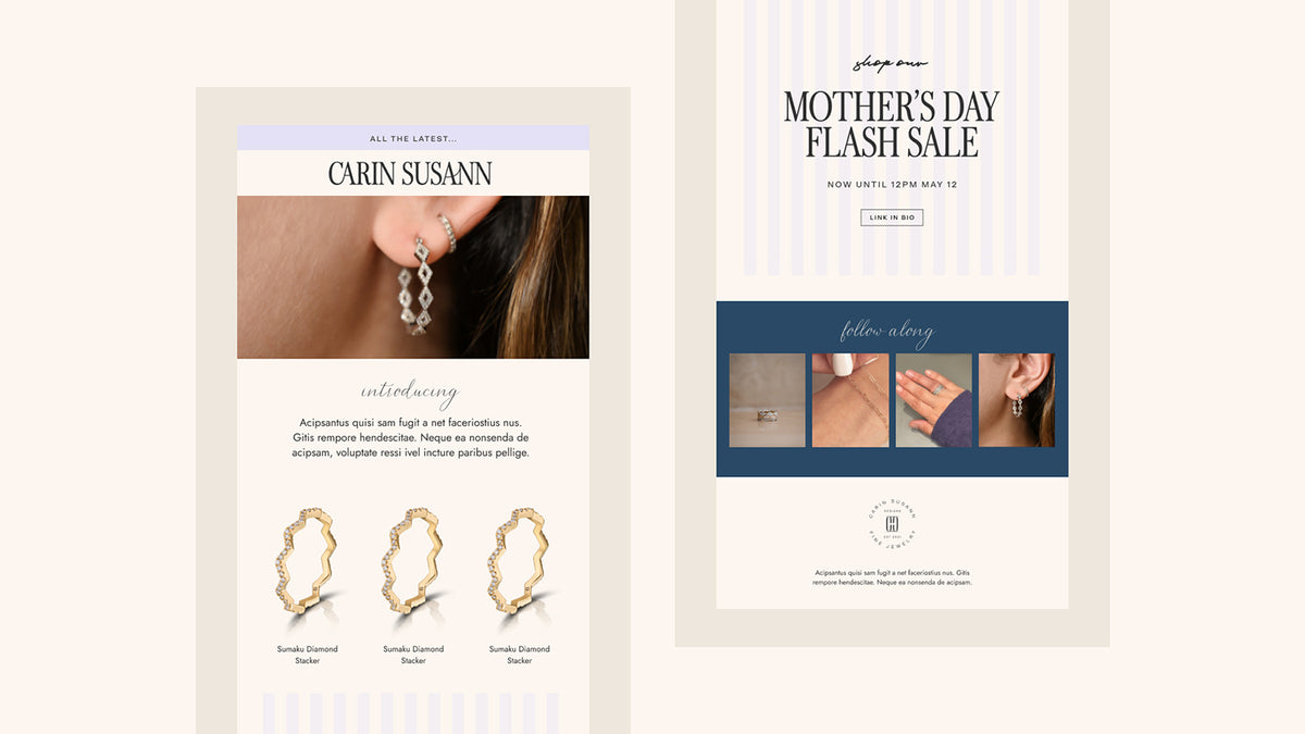 Carin Susann Designs email campaign designs